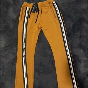 Homme+Femme Light Rust Brown Track Pants w Black & White Racer Stripe Size M NWT
